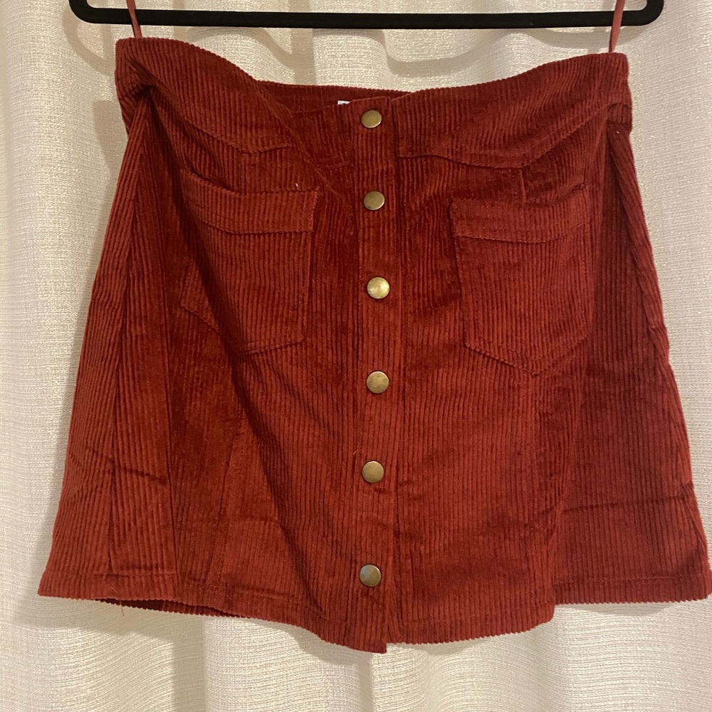 Rust Color Corduroy Skirt